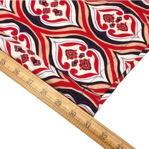 Liz Claiborne Wide Leg Pants Women Size 18 Flat Front Comfort Red Blue Geo Print - Picture 15 of 15